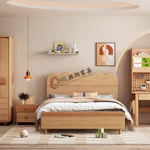 实木床1.2m602儿童床卡通青少木卧室儿年童套系男孩女床红橡孩公