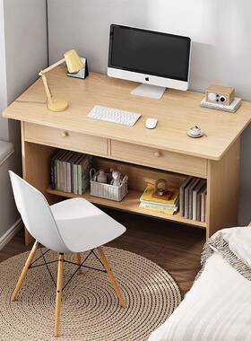 书桌学生家用书架学一体桌小户型卧室习桌初中生易电写脑桌字HZN