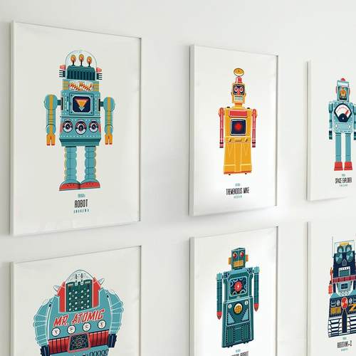 Vitra乐童大师玩具店复古机器人版画游园装饰玄画关儿房20230309