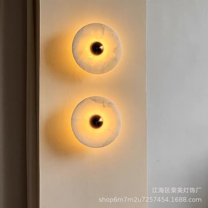 现代简约轻奢书房卧室客厅走道餐厅家用创意天然云石床头装饰壁灯