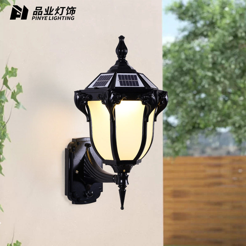品业太阳能壁灯户外防水欧式外墙灯家用花园别墅LED景观庭院灯