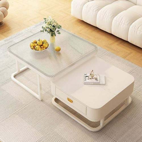 油岩型板茶几风小户客厅家用轻奢现代小桌子新款方形TLG网奶红茶