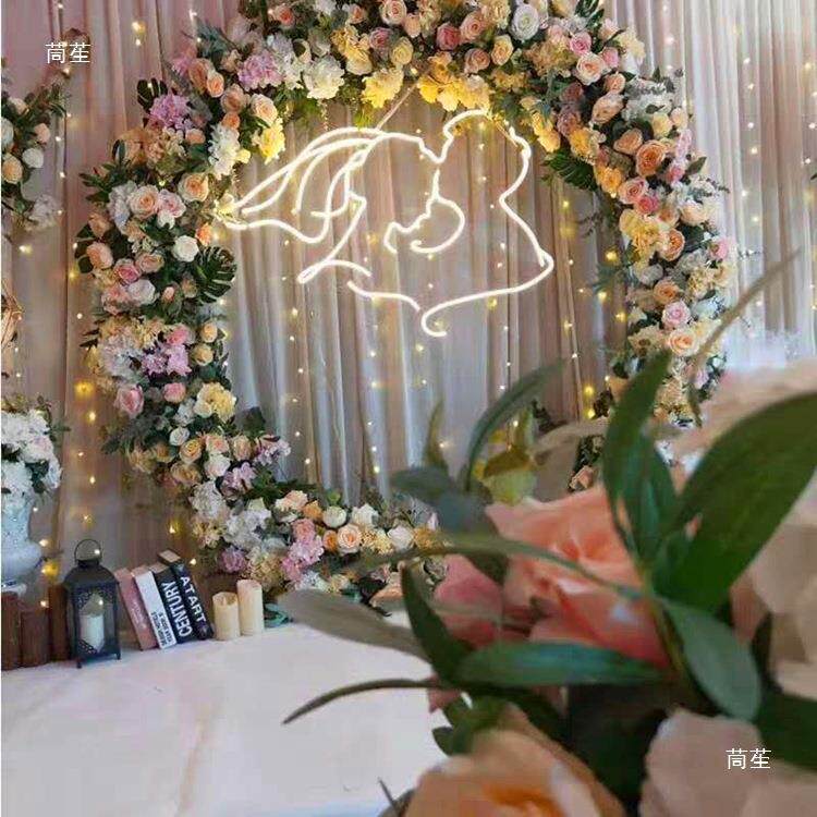 婚庆具铁吊背艺发光亲密爱人挂情侣thu+%sdh头像景装饰发光道字体