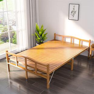 人竹床单折人午双休出租房家DEC用懒人简易午睡便携加厚叠床1.2成