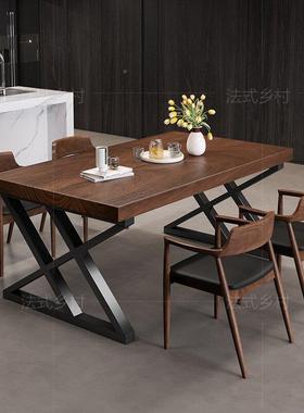 法式实工业风主题做旧原木桌子古餐酒吧餐厅复VRU桌椅休闲酒馆木