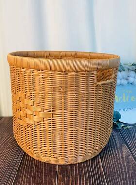 W137圆筒圆形大号纳篮仿家藤收客厅用储物收纳筐收纳篮W13738*83*