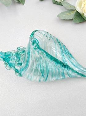 创意璃海螺摆居件现代简约家软装艺品玄关茶玻几工电视柜081摆设