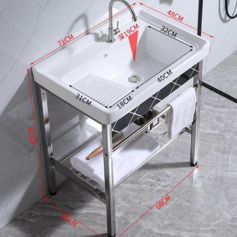洗衣陶瓷洗衣盆带搓衣板一体台式台盆251台落衣地式不绣钢支架阳