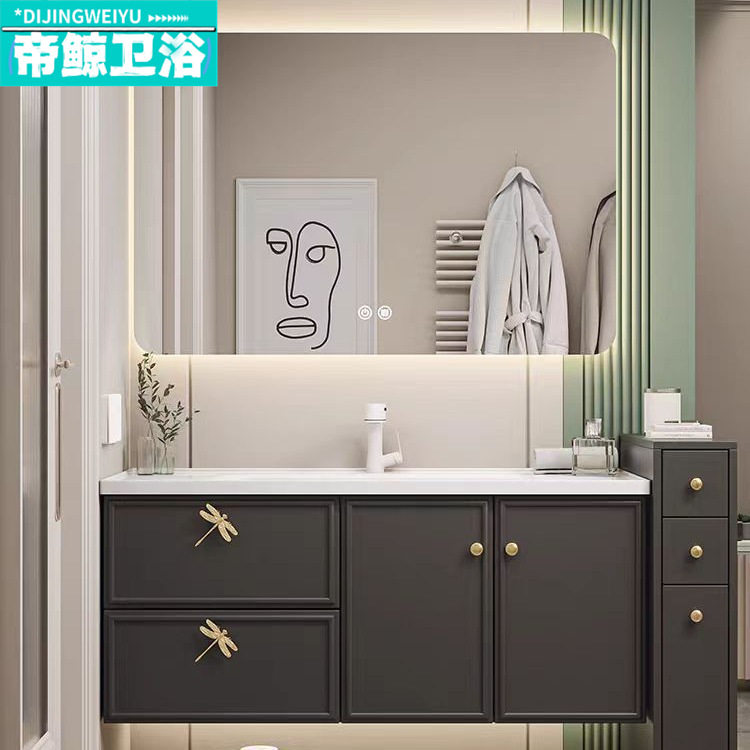 法式奶油风纯实木智能洗漱台