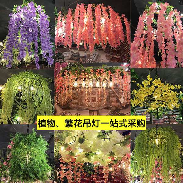 工业风吊灯音乐餐吧餐厅灯复古酒吧烧烤店绿植物装饰麻绳餐饮灯具