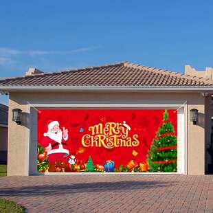 圣诞节老人车库背景布气氛装饰派对横幅挂旗亚马逊圣诞挂布banner