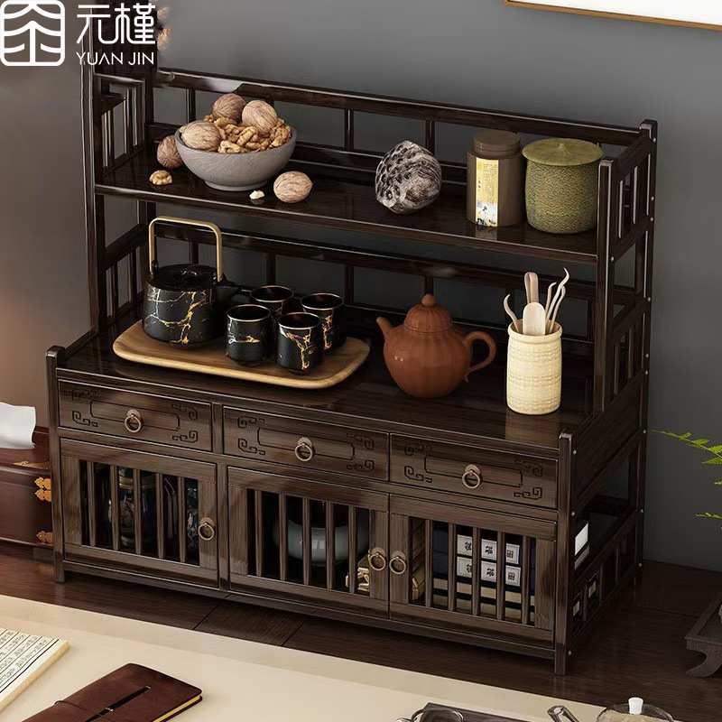 YUANJIN元槿/桌面博古架中式茶杯架古典茶具置物架紫砂壶摆放架子