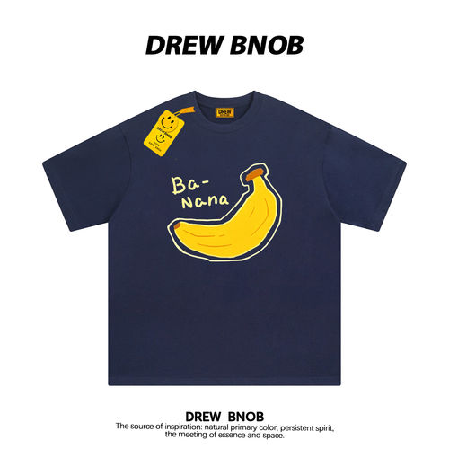 DREWBNOB美式潮牌香蕉印花短袖t恤男女夏季纯棉宽松百搭情侣上衣