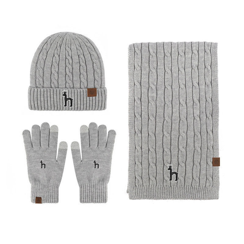 【官网正品】哈吉斯尼森秋冬保暖针织三件套围巾帽子手套