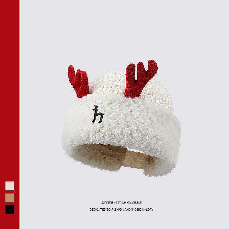 【官网正品】Horgias哈吉斯尼森圣诞节礼物可爱鹿角毛绒毛线帽子