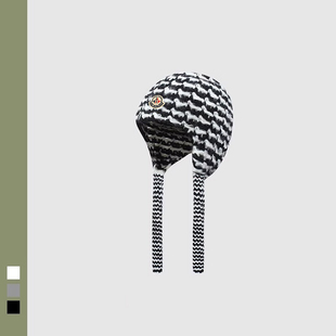 【直营】蒙口钢琴邓为同款防风条纹针织帽子男女同款保暖护耳