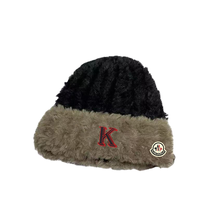 蒙口钢琴【官方直营】毛绒针织帽男女秋冬保暖百搭字母图案护耳帽