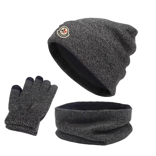 蒙口钢琴【官方直营】蒙口韩版加绒加厚三件套保暖套装冬帽子围巾