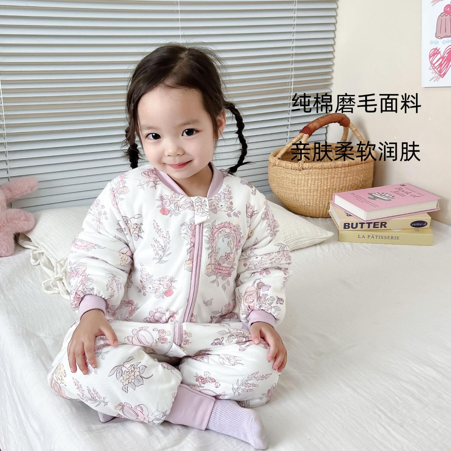 儿童分腿睡袋婴儿爬服A类可拆袖