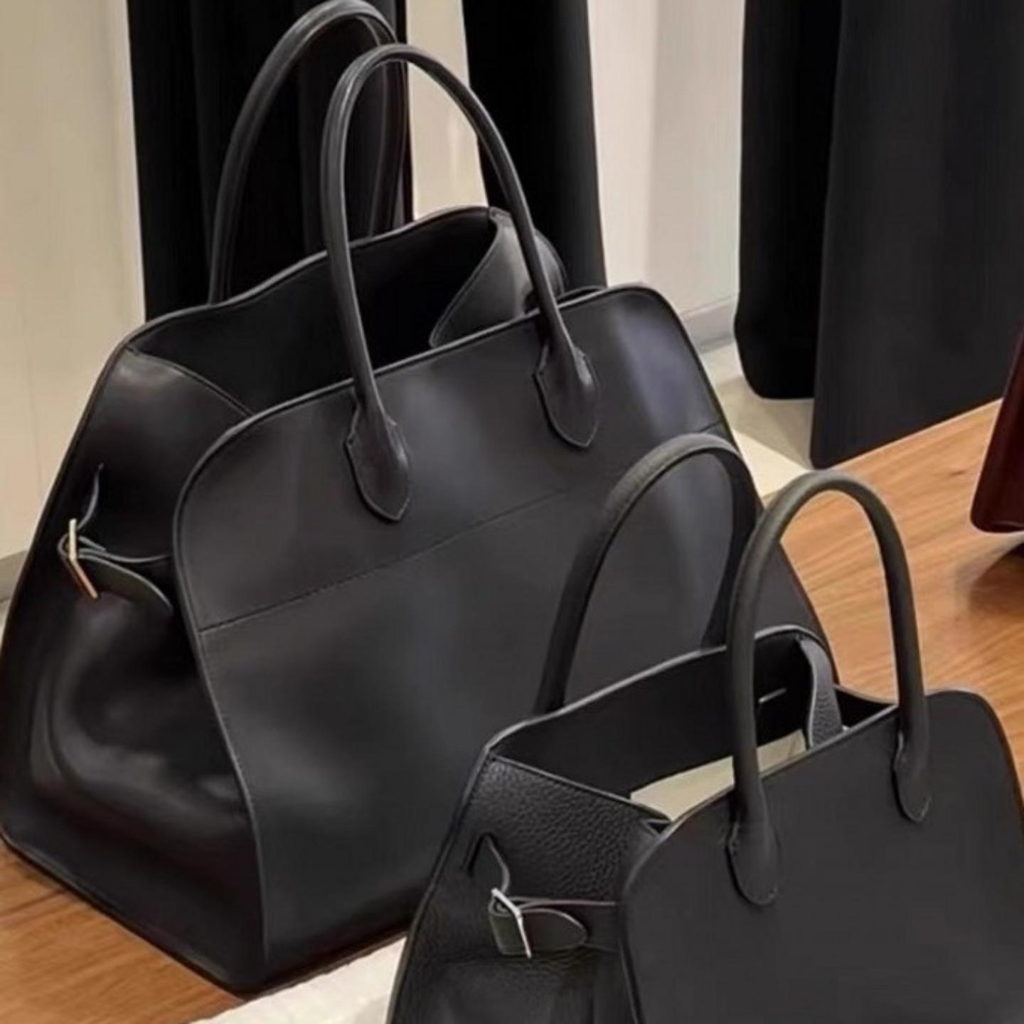 TheRowMargaux15麂皮托特包牛皮