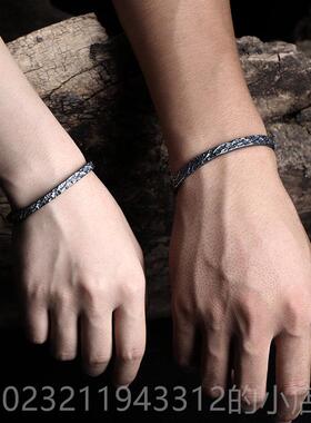 高档采购产品“黑战士”925纯银手炼色的男人，覆古礼时的尚手炼