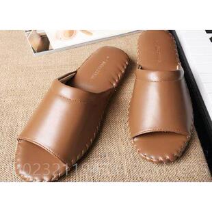 高档款男士居皮拖鞋夏耐防磨滑地板拖鞋新家凉鞋高档室内拖鞋软底