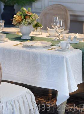 高档白色棉麻桌布防水油MIS防SPE ONY法式奢高级感圆桌轻桌旗茶几