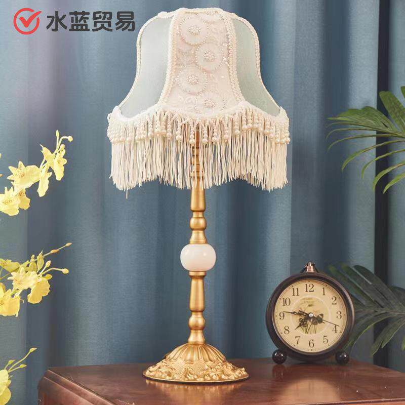 欧美式法田园复古流苏创意桌式面装式饰台灯书房127插卧室电床头