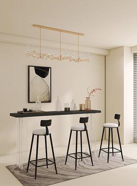 黑色木亚克力吧桌休闲脚窄桌00000高透明悬浮靠墙阳实台吧台桌椅