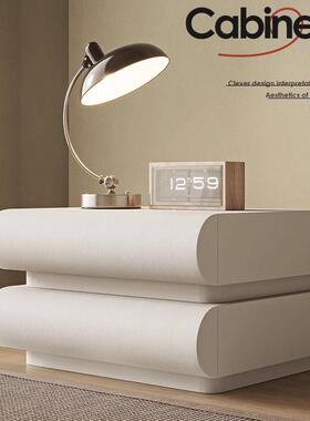 月半卧室质床BTM头奶油纳风白色床头柜皮网柜红极简智能款床边柜