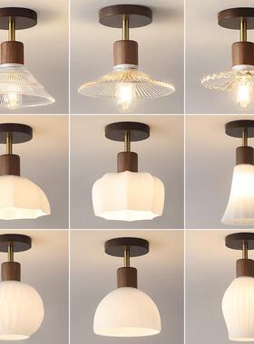 走廊灯过灯18170道中式简约轻中古风胡桃木吸顶灯户玄关厨奢卫网