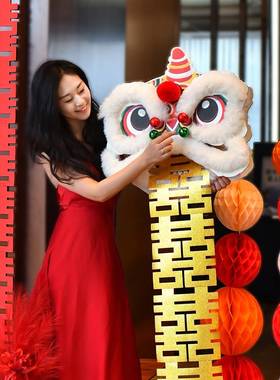 20子2晨5新婚款礼喜庆单狮头拍照传统订婚袍装饰道具醒狮创意GUW