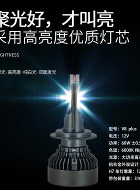 石汽栏车L1ED大灯9灯泡高亮V812V改装005H1H7H11HSD2远近光一体90