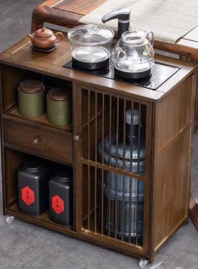 移动茶水柜茶台IXW茶桌边柜置物茶架实办公室下置水木水桶烧一体