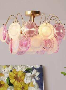 全谱法式吸奶顶油风客厅现代简781约主室网卧红护眼彩色圆环光贝