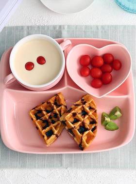 色餐具OYH套装出口纯陶瓷分格创餐盘用日式美家式分隔盘早餐西餐
