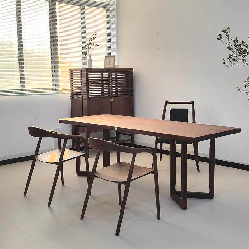 北木美黑胡桃木木大板桌茶台雨木餐桌XTL实南美胡桃木茶原整板办