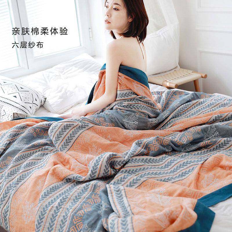 六层纱纯布巾被棉成人单人午睡加毛F96H8TMT厚公室夏凉办被盖毯