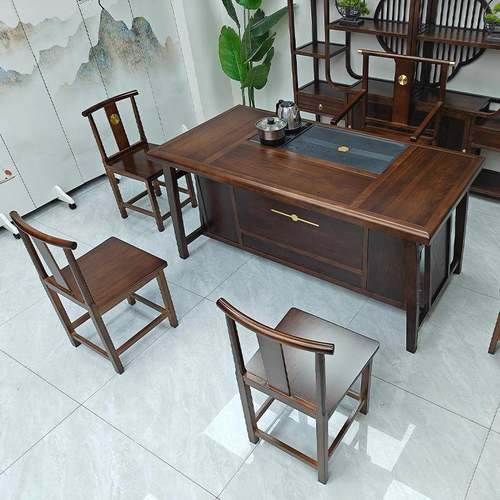 新中式茶桌实台木家功夫泡茶桌椅组合阳办公室YEQ用客厅几茶台