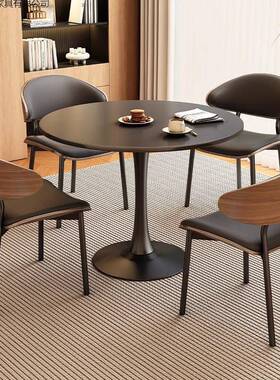 辉家具式复古餐桌圆形家用户型阳腾台小小BCT圆法桌子休闲洽谈桌
