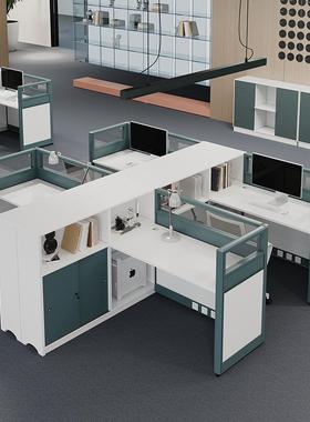 职员办公桌椅组合板式具家人四员工位卡单座JM-45BL屏风辨公电室