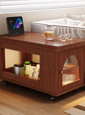 实木可折叠茶桌移式茶动几户型UZW厅家用沙发边小柜小推车客巴士