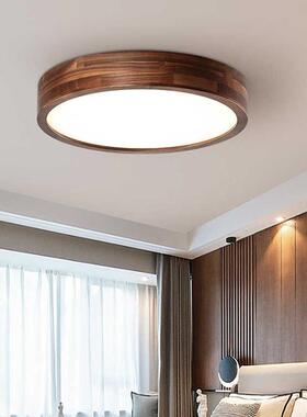 顶黑胡桃木吸新中式大气实木客厅灯中国超薄主73715灯卧室灯全屋