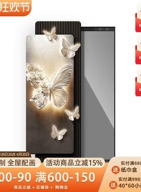 轻奢JO250125入蝴蝶玄关镜装子饰画户拉穿衣镜暗藏式全身镜推隐藏