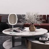 新款 伸缩支台式 架L金ED化妆BBN镜椭圆形妆镜子属高档双面镜桌面补