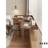 全实儿木转角窗书桌亚克力拐角飘L型悬浮脑电桌卧室家用DRH童学习