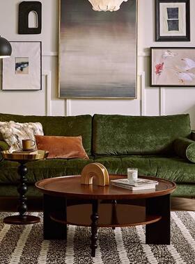 法古式南洋古丝绒沙发雪尼尔布艺中奢小户型橄74617榄绿懒人轻沙