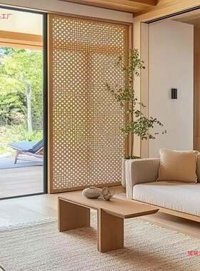 屏屏风藤编屏风代AIH隔断办室餐厅酒店客公厅遮挡新中式现简约双