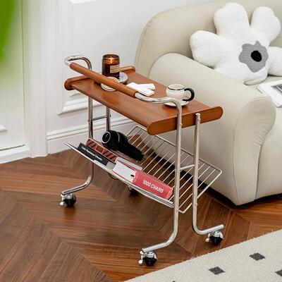 客厅实木物推车中古风小车实木推边几小几茶XTC02置架沙发移动收