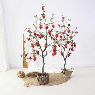 993假仿真植物真大型仿石榴树盆树栽高端果室内装饰摆件树盆景
